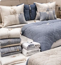 Home textiles and bedding — products only, no models